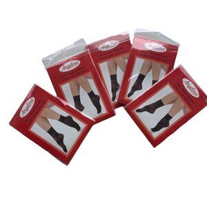 New Angelina Sheer Nylon Spandex Beige Ankle Socks With Lace 5 Packs